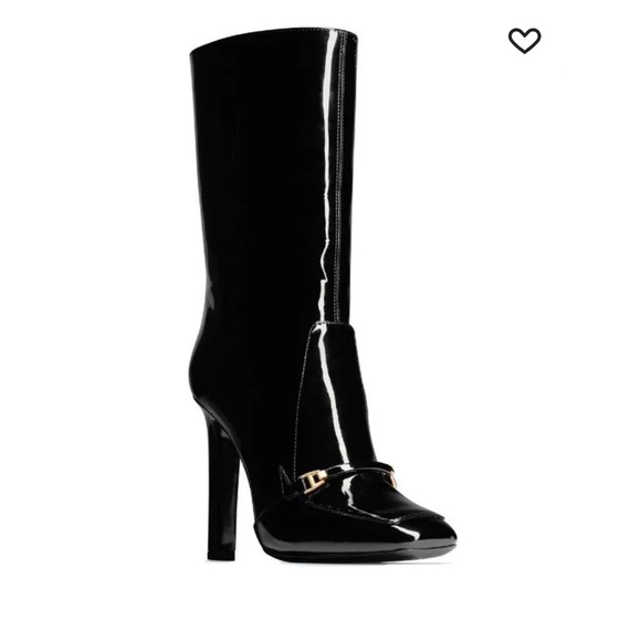 Yves Saint Laurent Shoes - Saint Laurent Lala square-toe boots Black Patent Leather boots